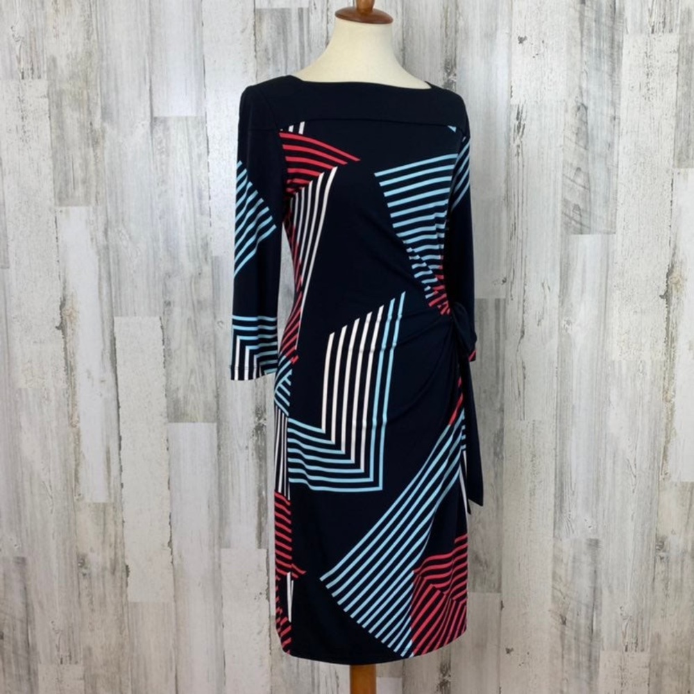 New York & Co 3/4 Sleeve Faux Wrap Dress, M - Picture 2 of 6